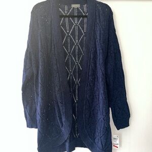NWT Style&co Women's Long Sleeve Knit Cardigan Sweater Size PXL Color Navy